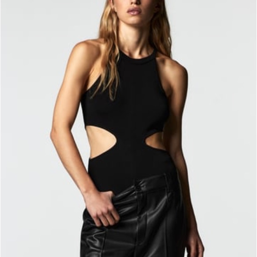 Zara CUT OUT KNIT TANK STYLE BODYSUIT